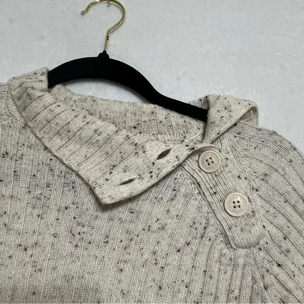 Tommy Jeans Girl's Sweater Vintage Y2k Beige Fleck Button Mock Neck Size Large